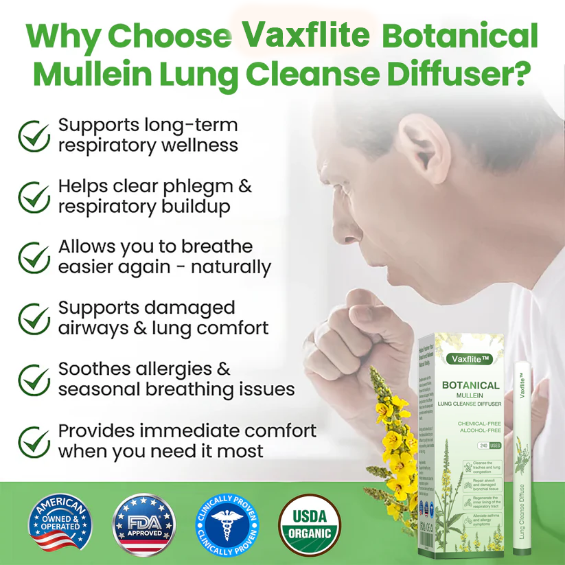 💖✅US Owned and Operated：Vaxflite™ Botanical Mullein Lung Cleanse Diffuser(🫁Cough, wheezing, shortness of breath, sputum, stuffy nose, bronchitis, bronchitis, allergy symptoms, lung discomfort💝)（fuz）