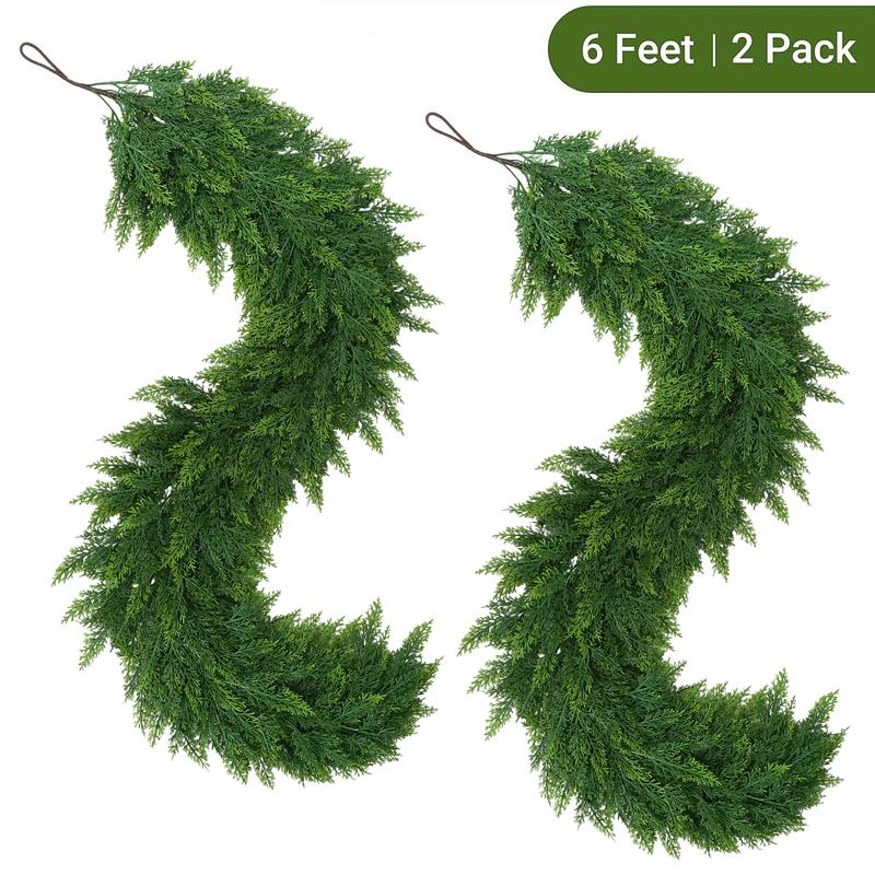 🎄 6FT Artificial Cedar Garland  – Lifelike Greenery for Indoor & Outdoor Xmas Decor（fb）