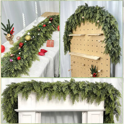 🎄 6FT Artificial Cedar Garland  – Lifelike Greenery for Indoor & Outdoor Xmas Decor（fb）
